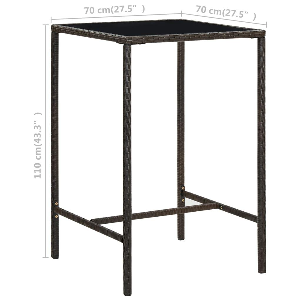 3 Piece Garden Bar Set Poly Rattan Brown