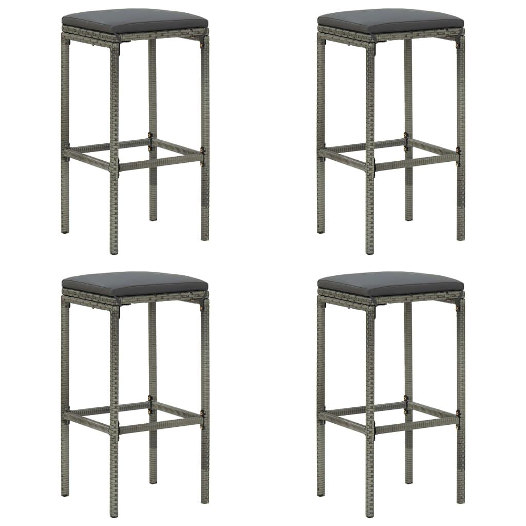 5 Piece Garden Bar Set with Cushions Poly Rattan Grey