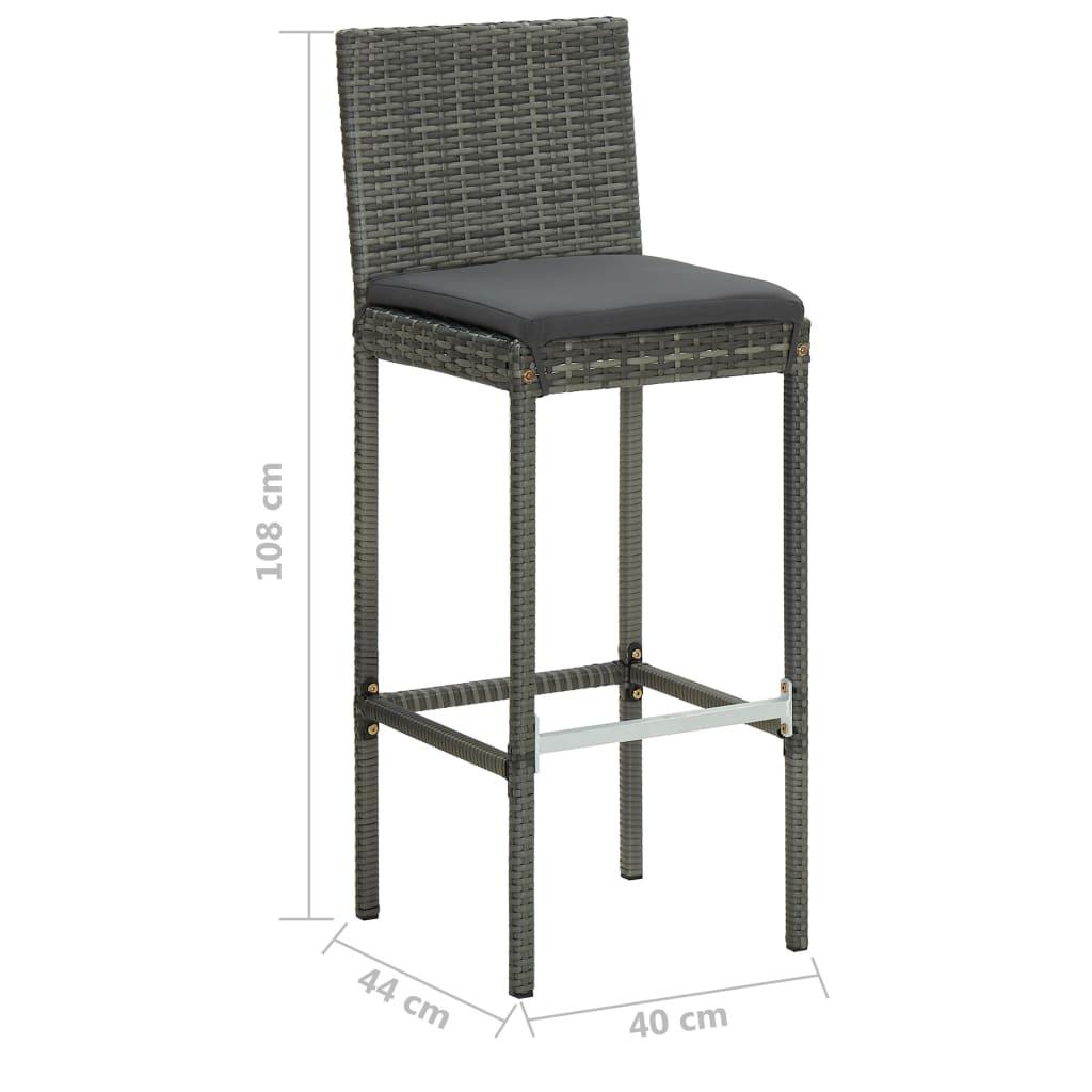9 Piece Garden Bar Set with Cushions Poly Rattan Grey