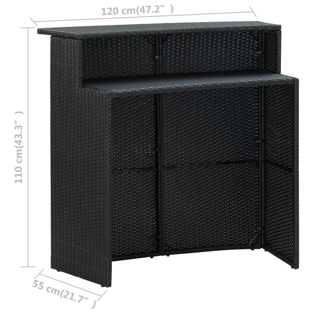 3 Piece Garden Bar Set Black