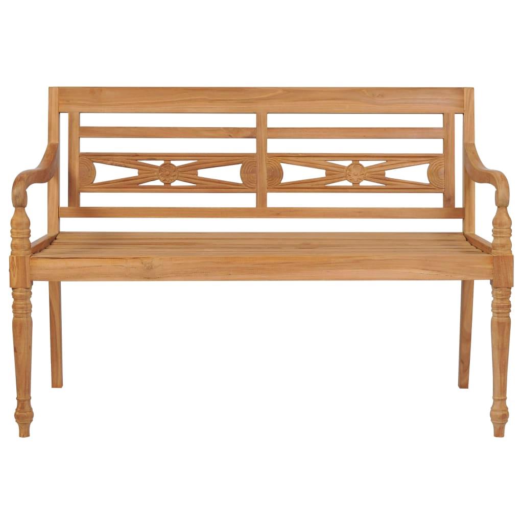 Batavia Bench with Beige Cushion 120 cm Solid Teak Wood