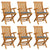 Garden Chairs with Grey Cushions 6 pcs Solid Teak Wood