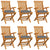 Garden Chairs with Grey Cushions 6 pcs Solid Teak Wood