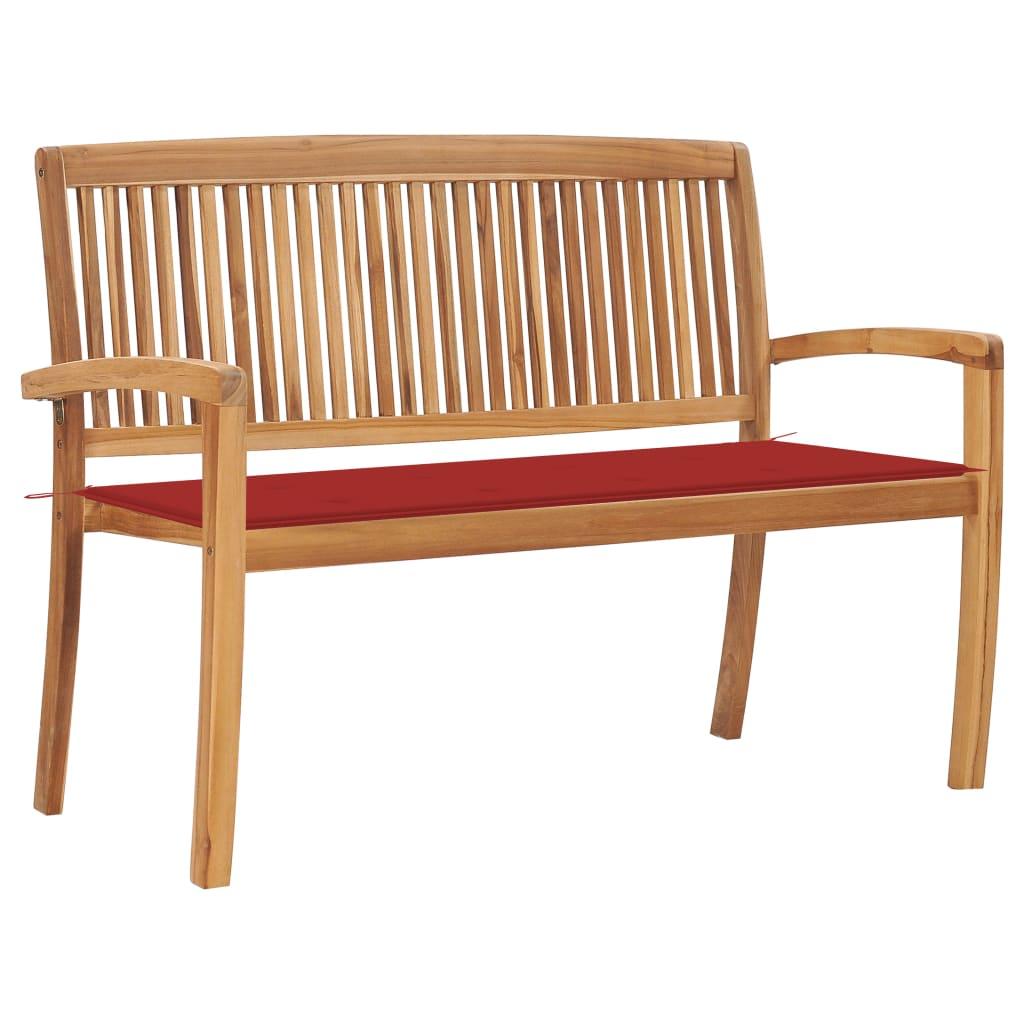 Stacking Garden Bench with Cushion 128.5 cm Solid Teak Wood