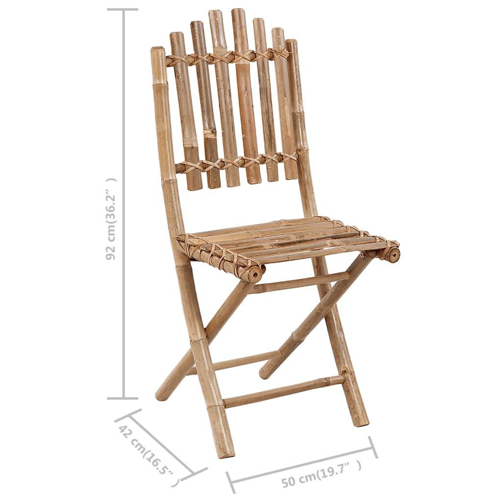 5 Piece Folding Outdoor Dining Set with Cushions Bamboo