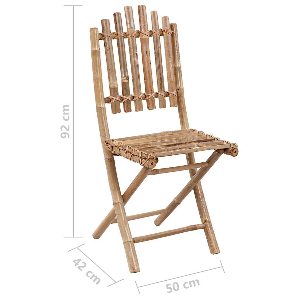 5 Piece Folding Outdoor Dining Set with Cushions Bamboo