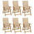 Folding Garden Chairs 6 pcs with Cushions Solid Acacia Wood
