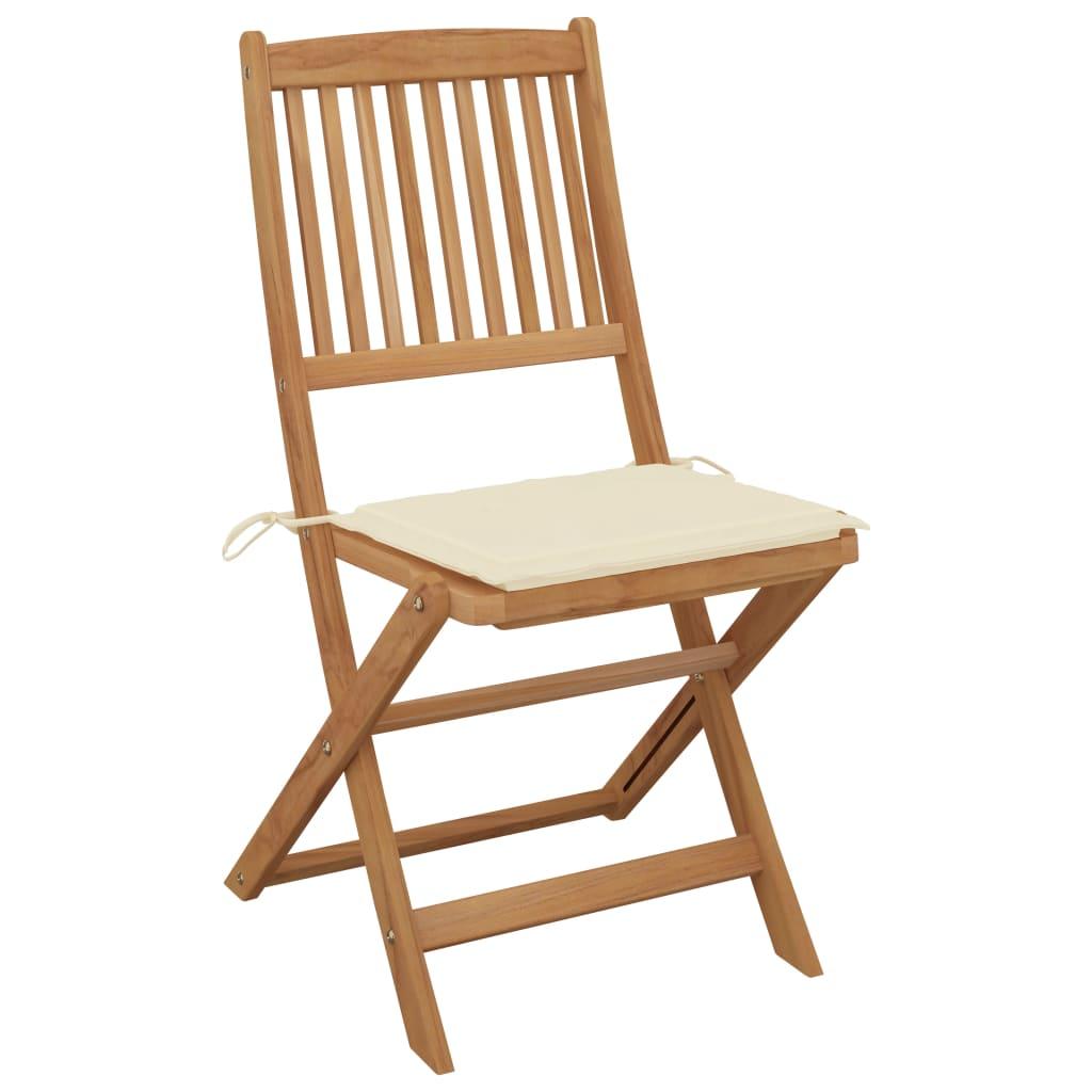 Folding Garden Chairs 4 pcs with Cushions Solid Wood Acacia