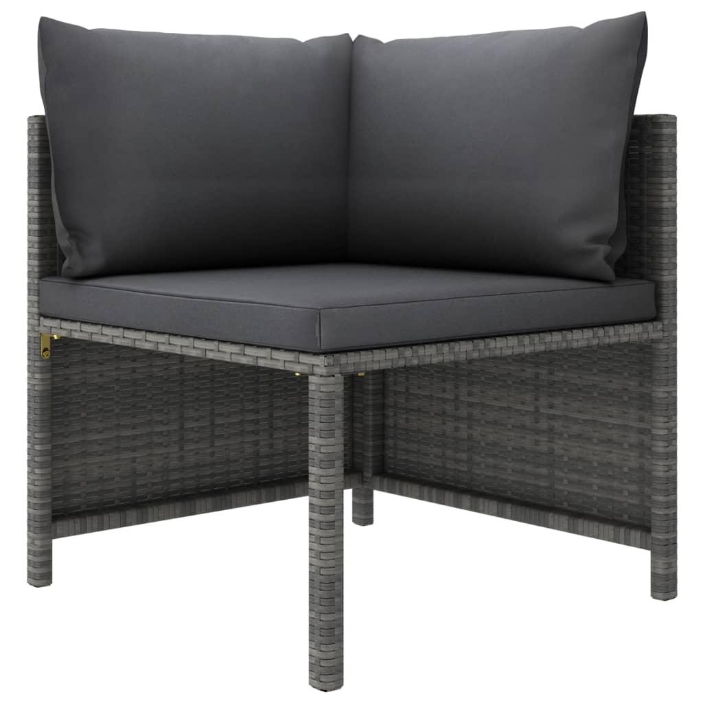 6 Piece Garden Lounge Set with Cushions Poly Rattan Grey