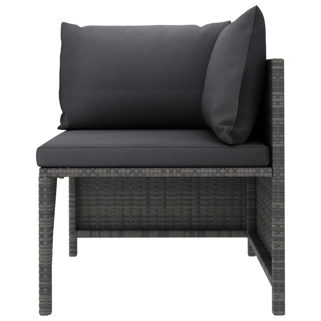 9 Piece Garden Lounge Set with Cushions Poly Rattan Grey