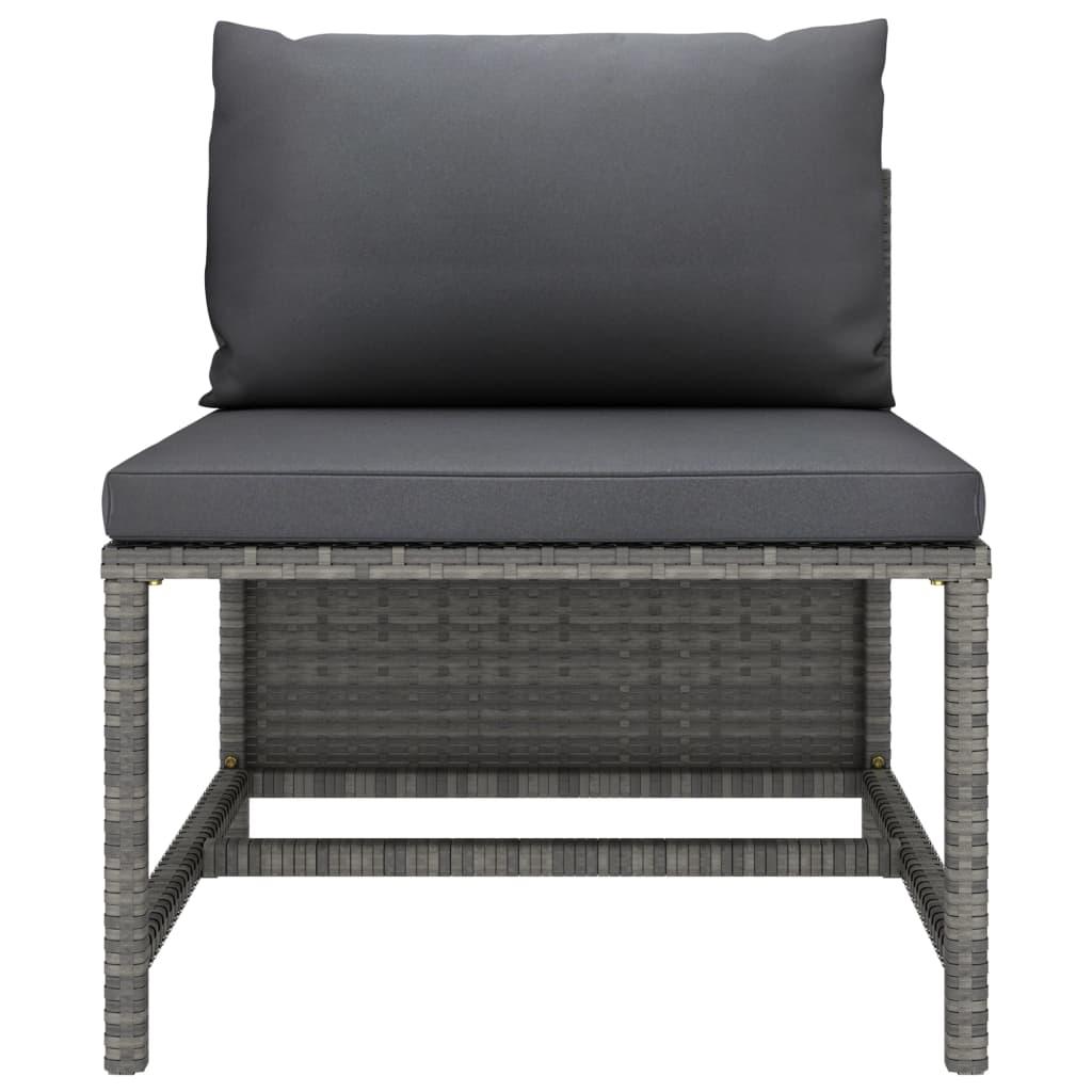 9 Piece Garden Lounge Set with Cushions Poly Rattan Grey