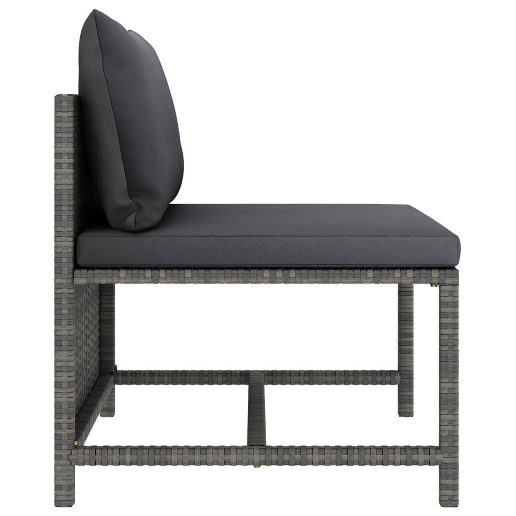 9 Piece Garden Lounge Set with Cushions Poly Rattan Grey