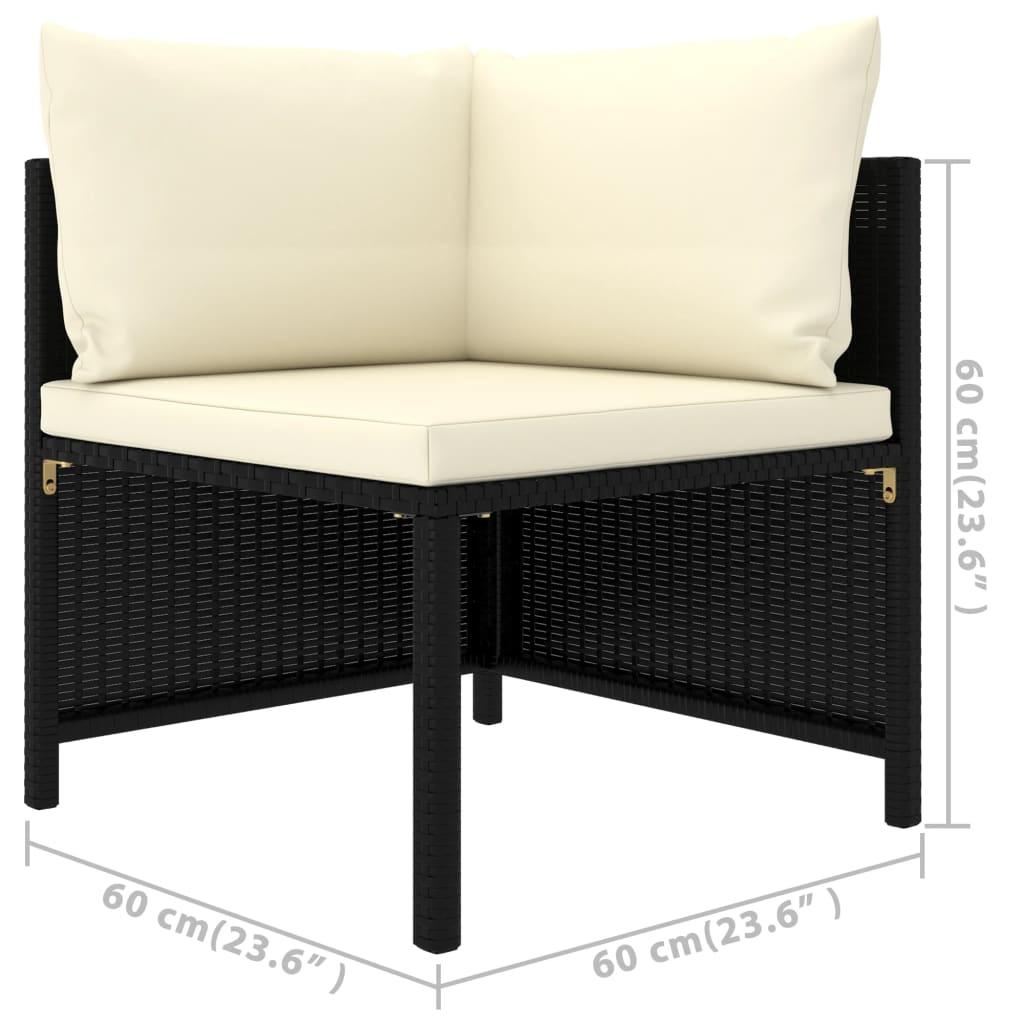 7 Piece Garden Lounge Set with Cushions Poly Rattan Black