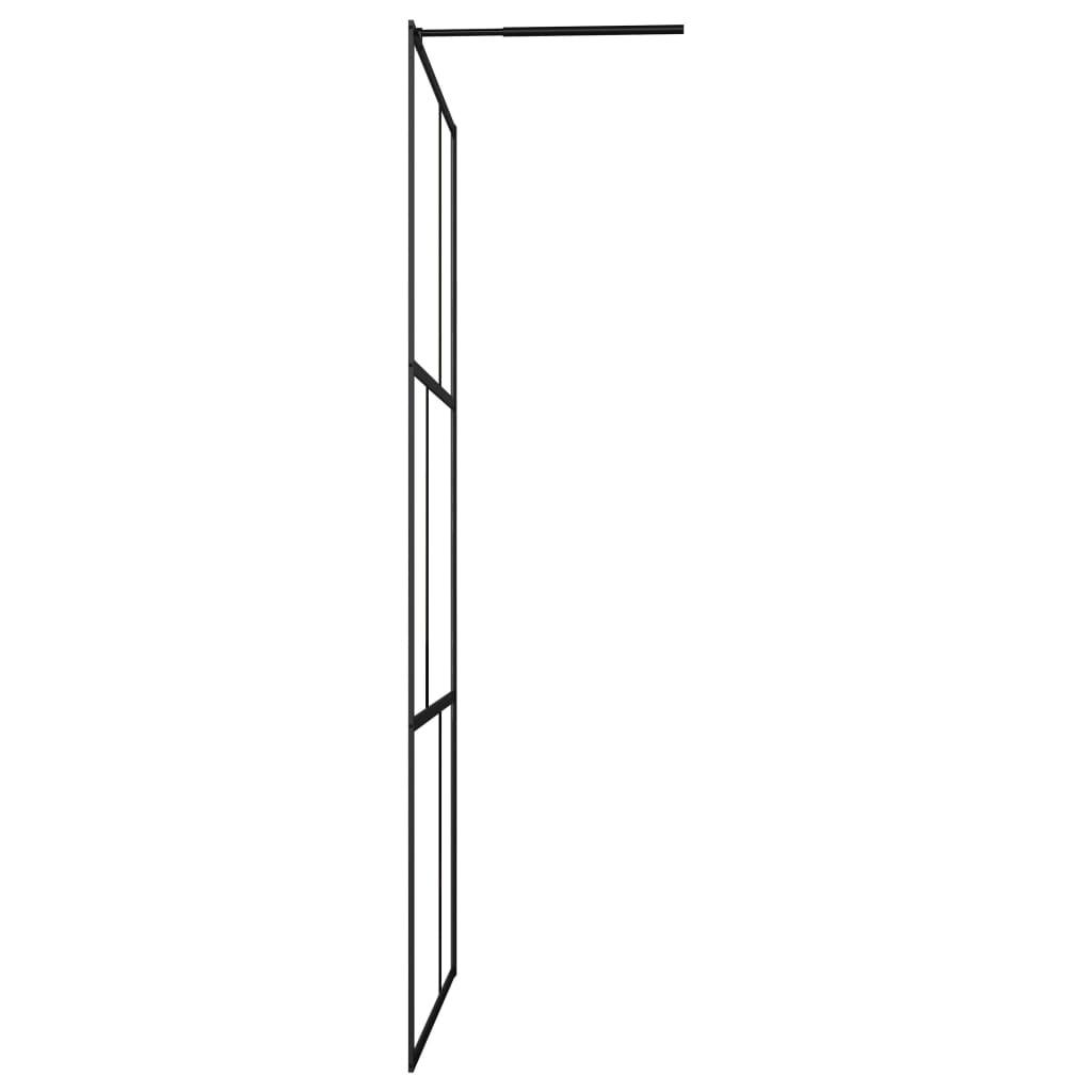 Walk-in Shower Wall with Tempered Glass Black 115x195 cm