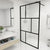 Walk-in Shower Wall with Tempered Glass Black 115x195 cm