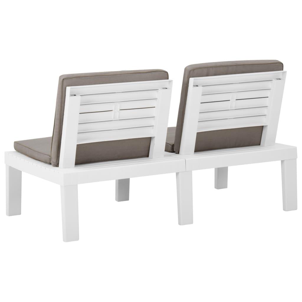 4 Piece Garden Lounge Set with Cushions Plastic White