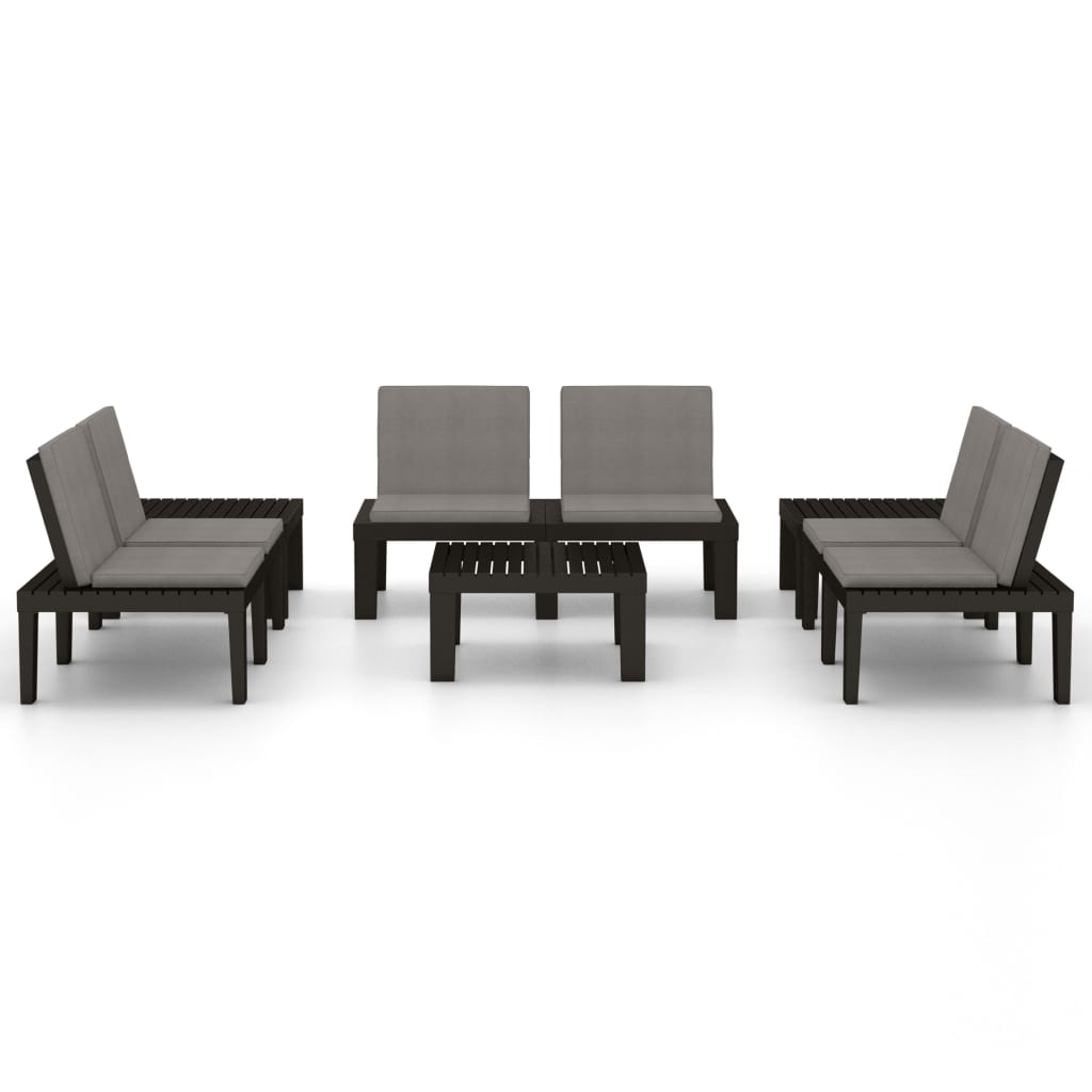 6 Piece Garden Lounge Set with Cushions Plastic Grey