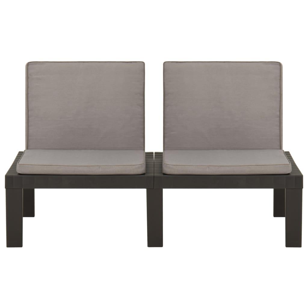 6 Piece Garden Lounge Set with Cushions Plastic Grey