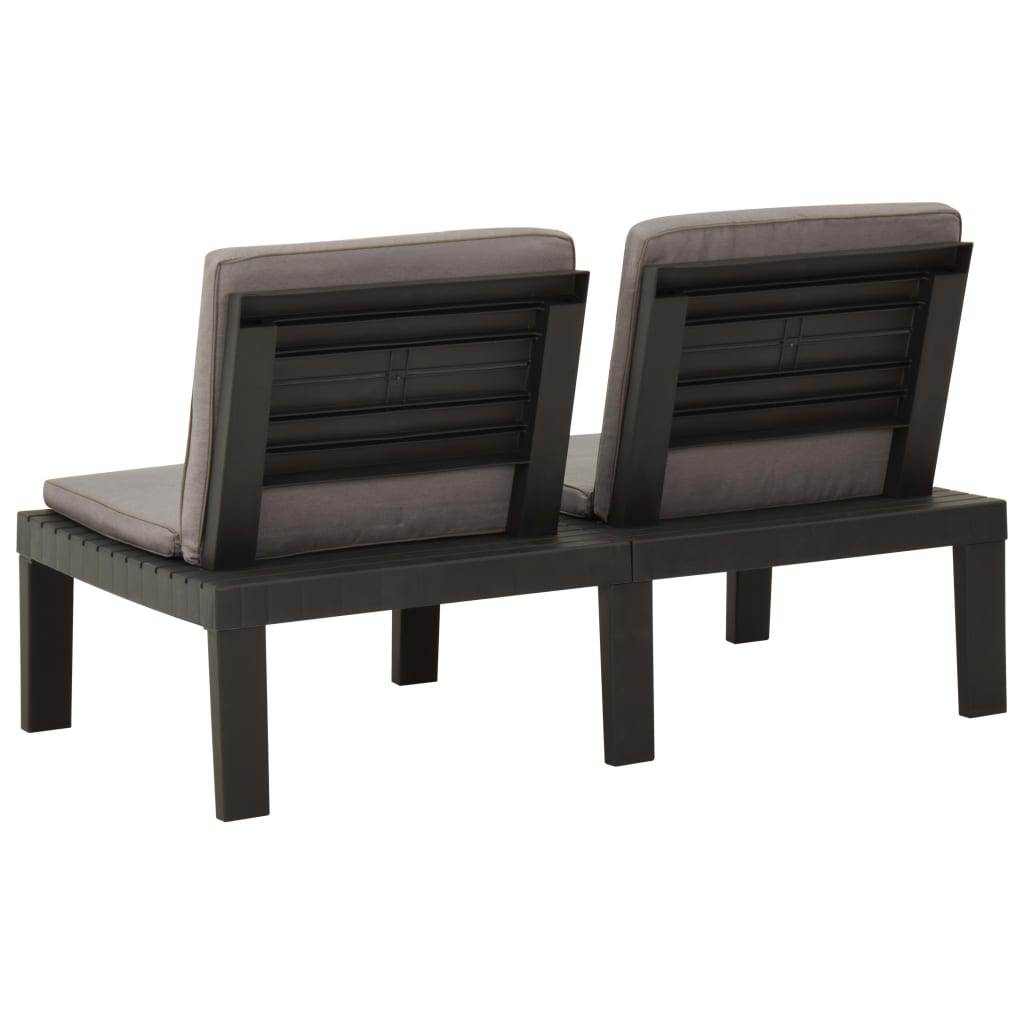 6 Piece Garden Lounge Set with Cushions Plastic Grey