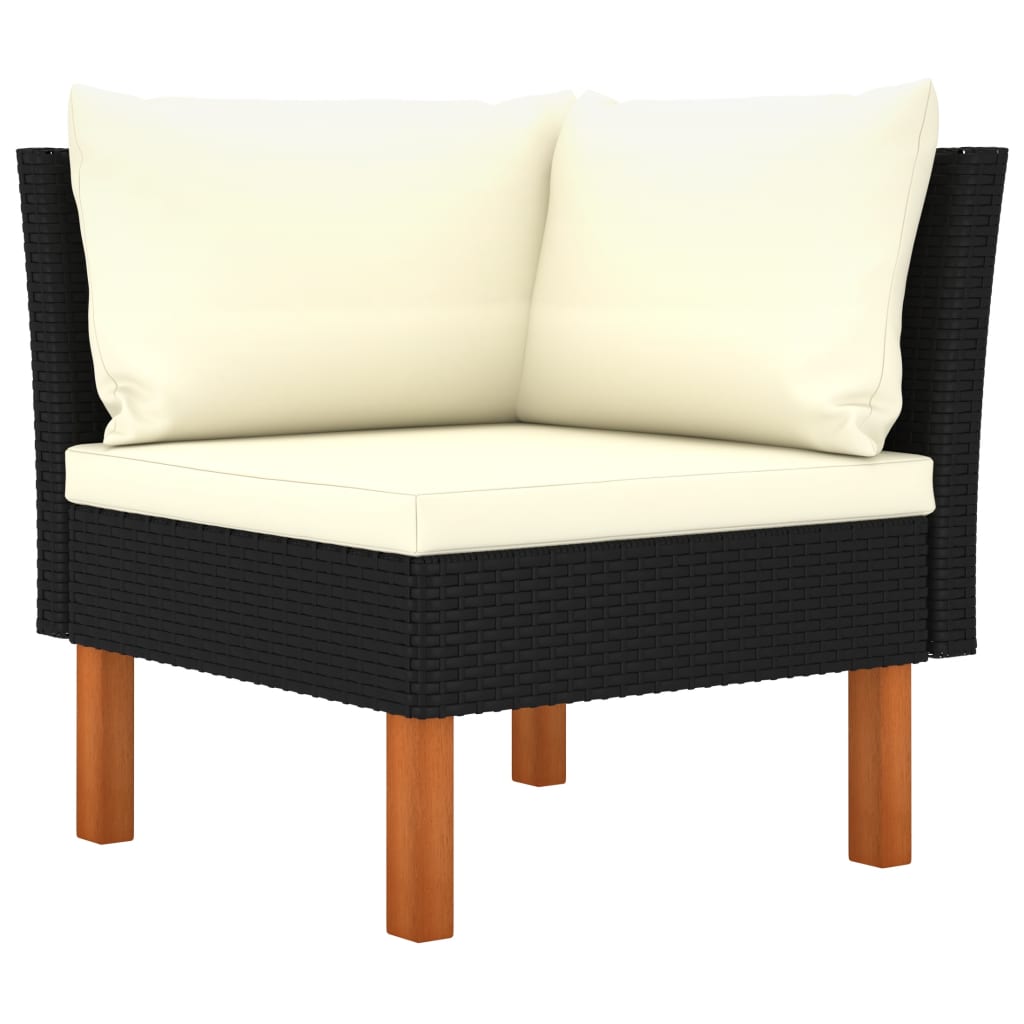 5 Piece Garden Lounge Set with Cushions Poly Rattan Black
