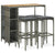 5 Piece Garden Bar Set with Cushions Poly Rattan Grey