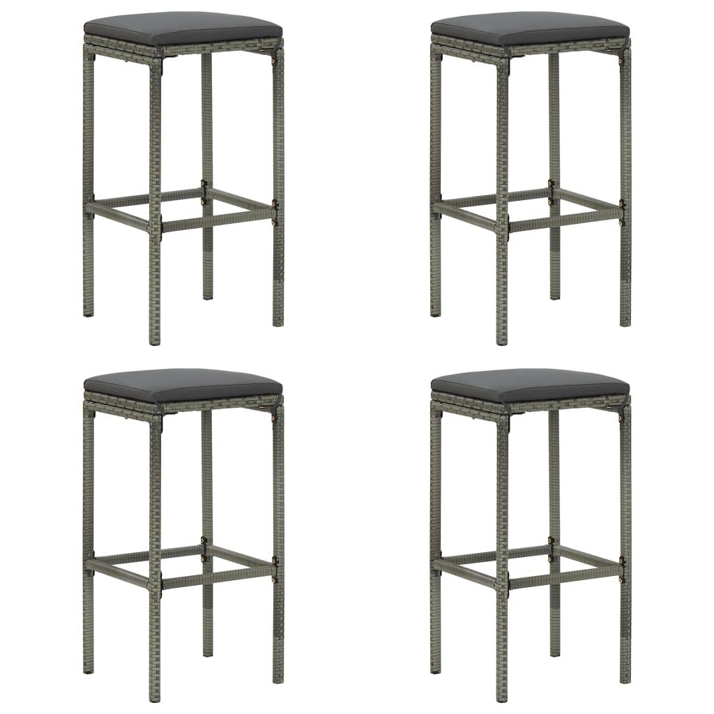 5 Piece Garden Bar Set with Cushions Poly Rattan Grey