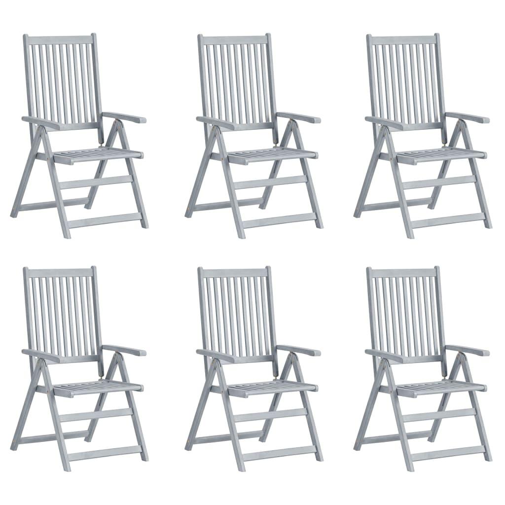 Garden Reclining Chairs 6 pcs with Cushions Solid Acacia Wood