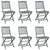 Folding Outdoor Chairs 6 pcs with Cushions Solid Acacia Wood