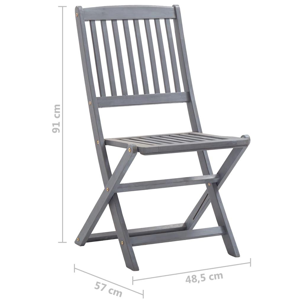Folding Outdoor Chairs 6 pcs with Cushions Solid Acacia Wood