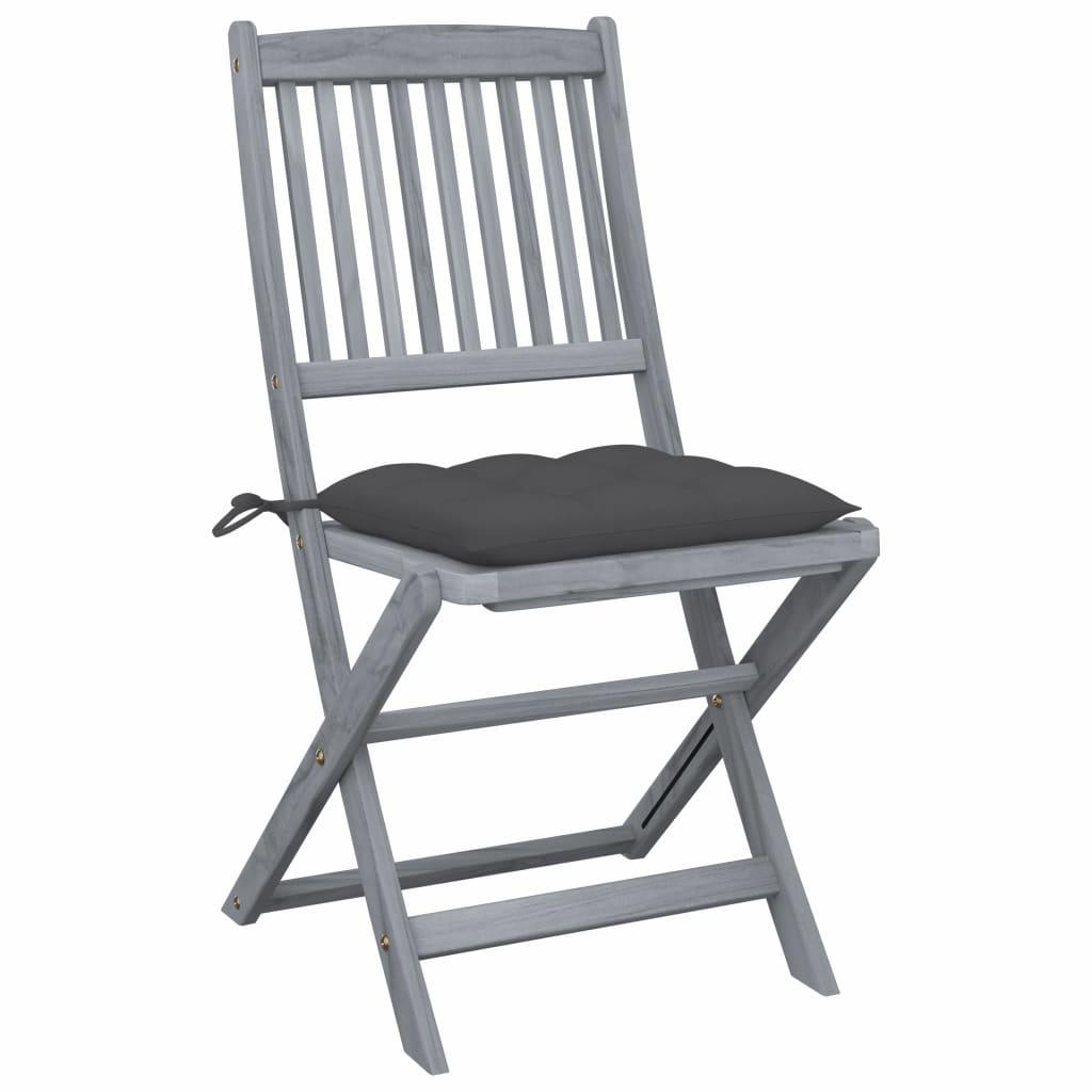 Folding Outdoor Chairs 6 pcs with Cushions Solid Acacia Wood