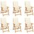 Garden Chairs 6 pcs with Cream Cushions Solid Teak Wood