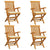 Garden Chairs with Cream Cushions 4 pcs Solid Teak Wood