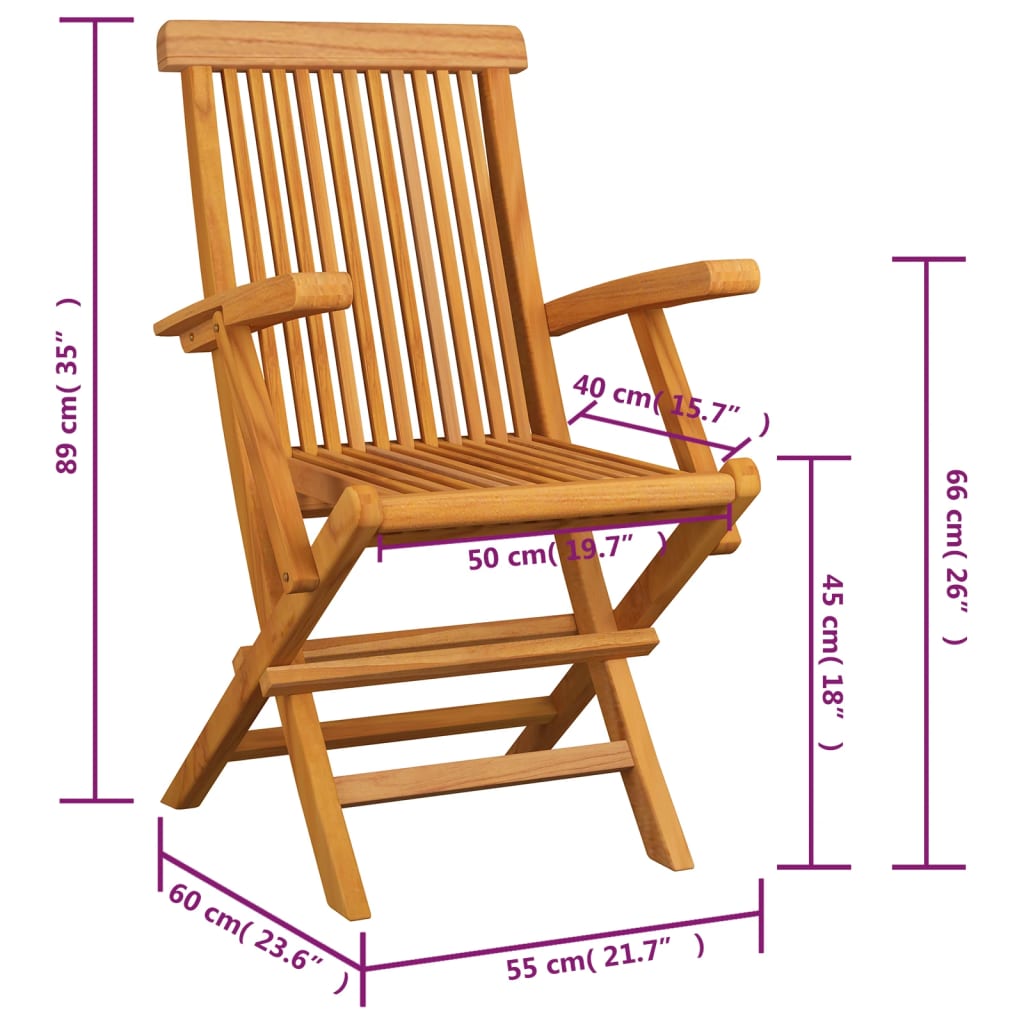 Garden Chairs with Cream Cushions 4 pcs Solid Teak Wood