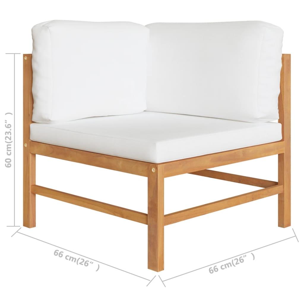 Corner Sofa with Cream Cushions Solid Teak Wood