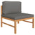 3 Piece Garden Lounge Set with Dark Grey Cushions Teak Wood