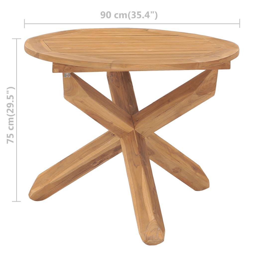 Garden Dining Table Ø90x75 cm Solid Wood Teak