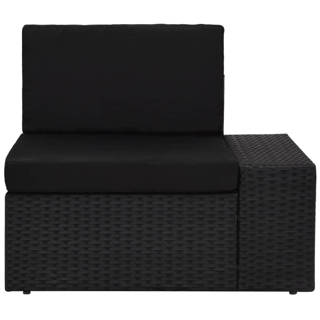 5 Piece Garden Lounge Set with Cushions Black Poly Rattan