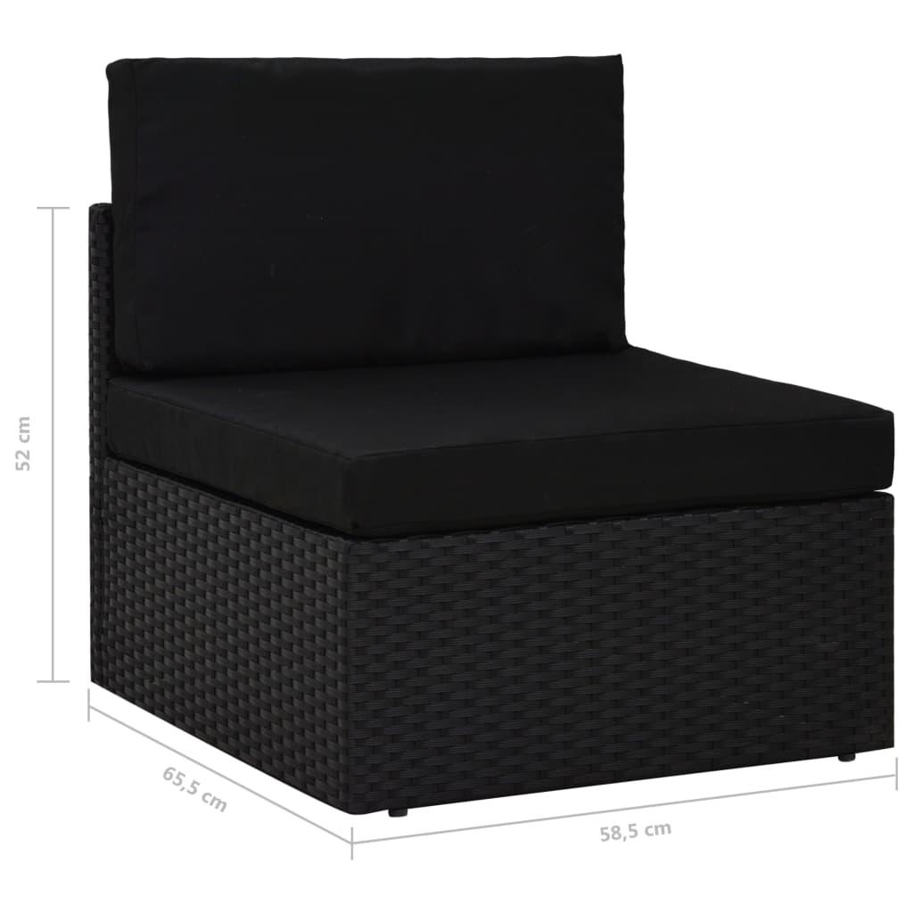5 Piece Garden Lounge Set with Cushions Black Poly Rattan