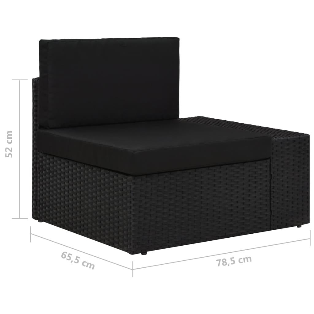 5 Piece Garden Lounge Set with Cushions Black Poly Rattan