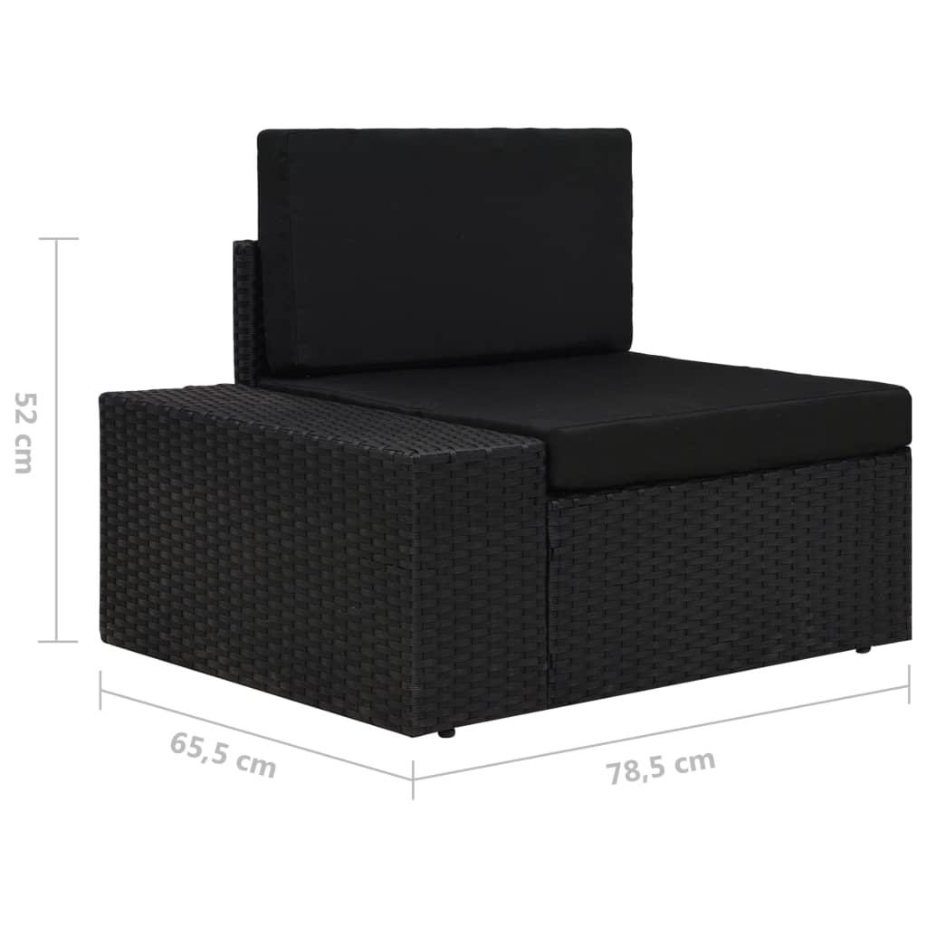 5 Piece Garden Lounge Set with Cushions Black Poly Rattan