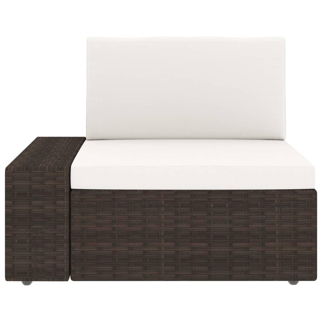 10 Piece Garden Lounge Set with Cushions Brown Poly Rattan