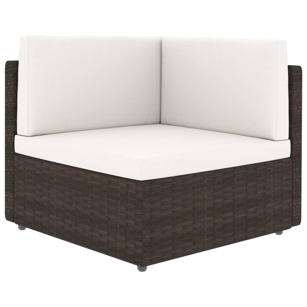 10 Piece Garden Lounge Set with Cushions Brown Poly Rattan