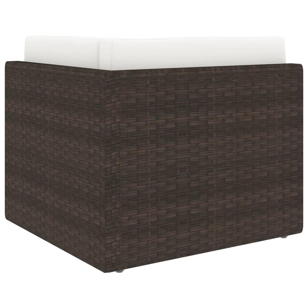 10 Piece Garden Lounge Set with Cushions Brown Poly Rattan