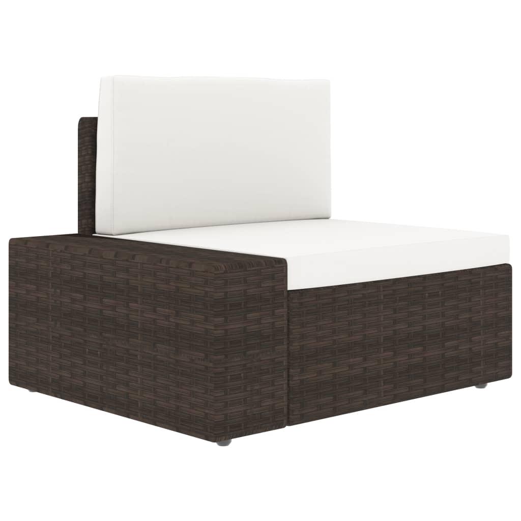 10 Piece Garden Lounge Set with Cushions Brown Poly Rattan