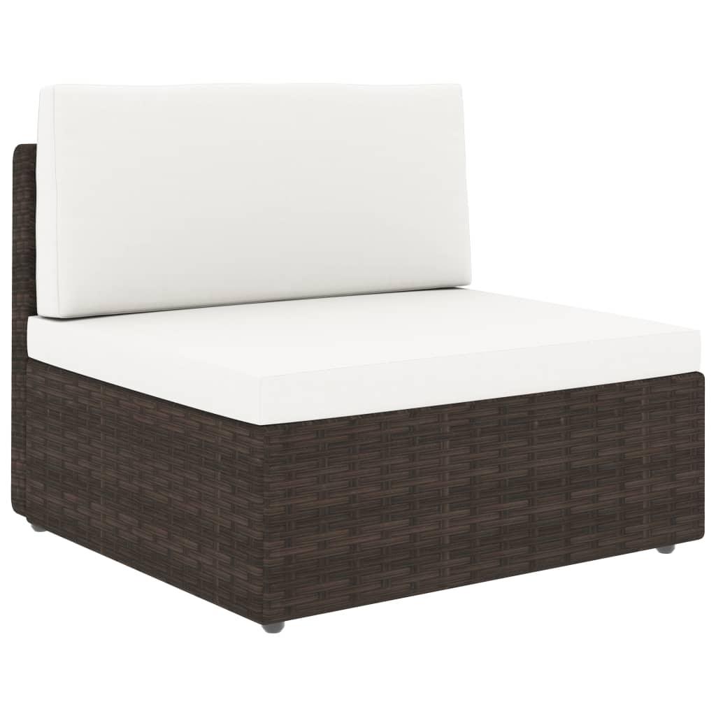 8 Piece Garden Lounge Set with Cushions Brown Poly Rattan