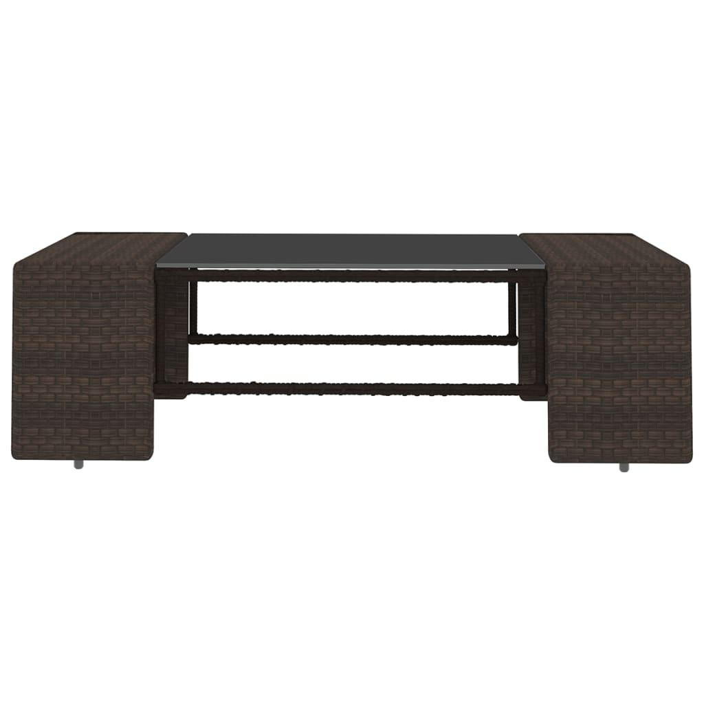 14 Piece Garden Lounge Set with Cushions Brown Poly Rattan