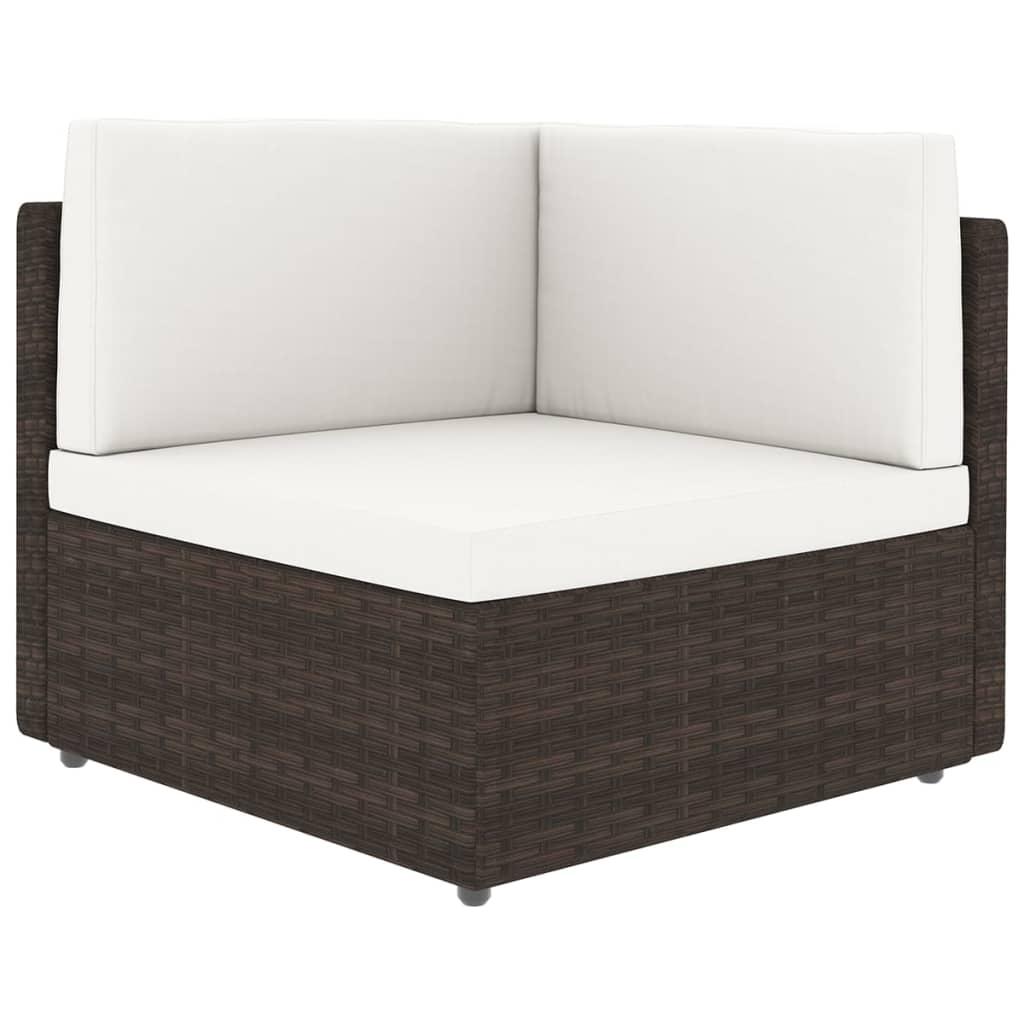 14 Piece Garden Lounge Set with Cushions Brown Poly Rattan