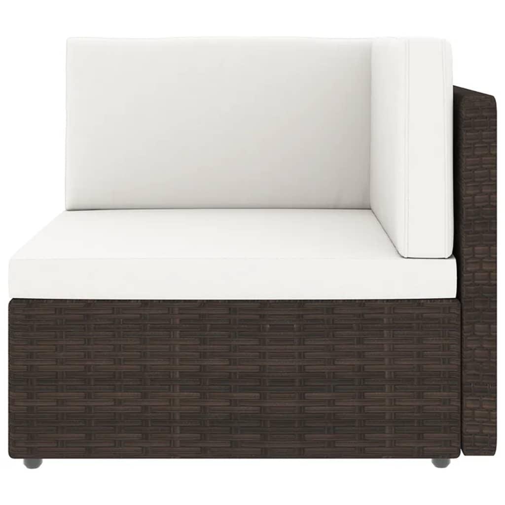 14 Piece Garden Lounge Set with Cushions Brown Poly Rattan