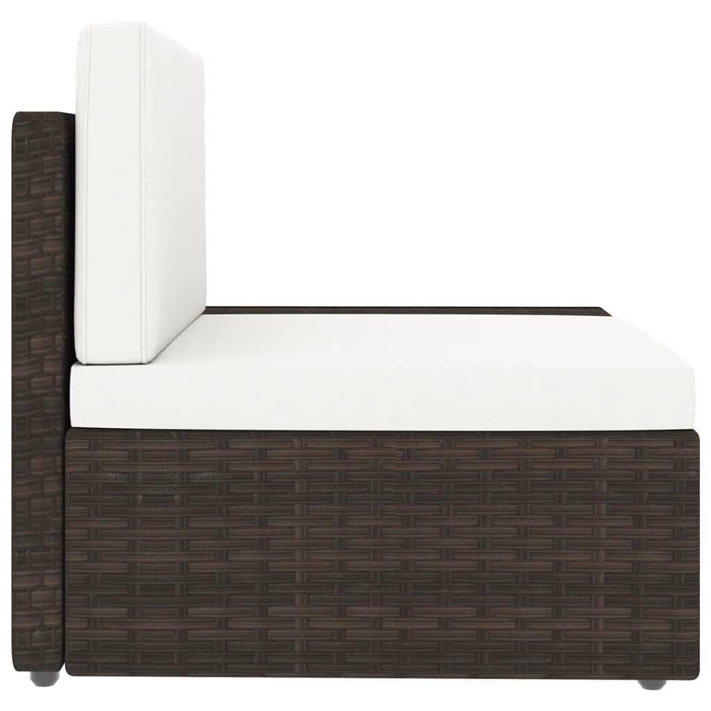 14 Piece Garden Lounge Set with Cushions Brown Poly Rattan