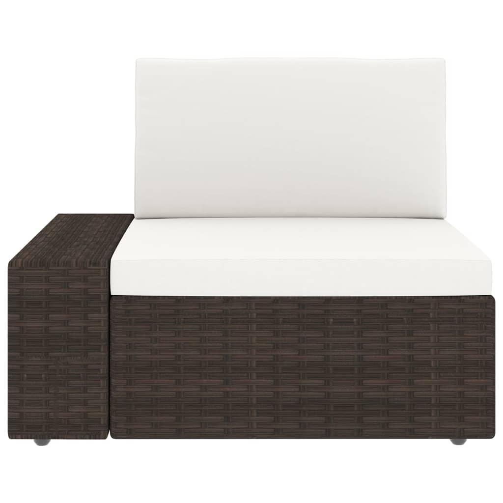 14 Piece Garden Lounge Set with Cushions Brown Poly Rattan